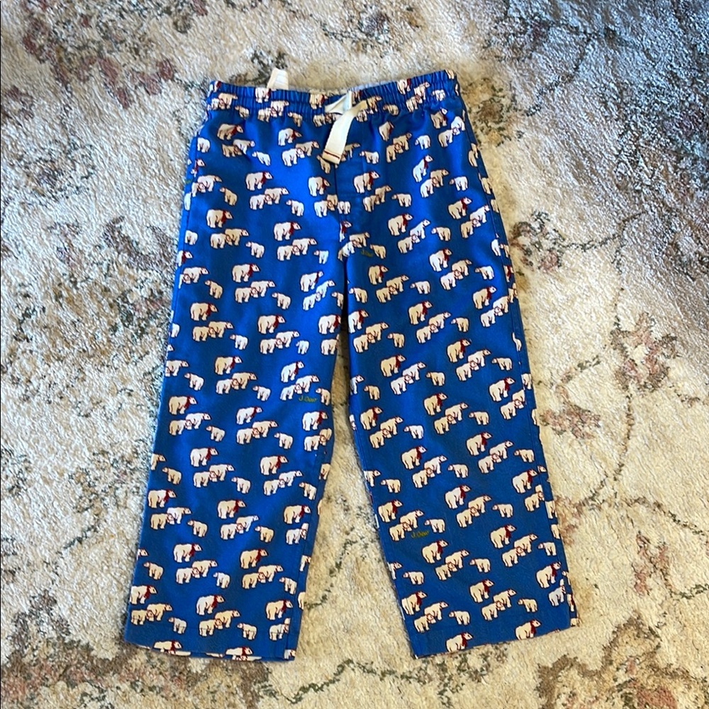 J. Crew Blue and White Pajama Bottoms with Cozy Polar Bear Design